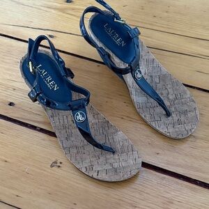 Lauren Ralph Lauren Navy and Tan Sandals